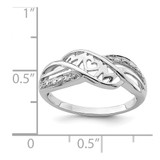 Sterling Silver Rhodium Plated Diamond Heart MOM Ring - QR-8800BA64-4492