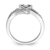 Sterling Silver Rhodium Plated Diamond Heart Ring - QR-7D03EF3D-5220