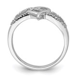 Sterling Silver Rhodium Plated Diamond Heart Ring - QR-B73DA571-4632