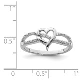 Sterling Silver Rhodium Plated Diamond Heart Ring - QR-B73DA571-4632