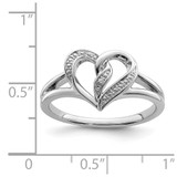 Sterling Silver Rhodium Plated Diamond Heart Ring - QR-C4A72CF6-1229