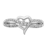 Sterling Silver Rhodium Plated Diamond Heart Ring - QR-DBF31727-9883