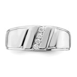 Sterling Silver Rhodium Plated Diamond Men's Ring - QR-7CF1B157-2177