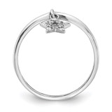 Sterling Silver Rhodium Plated Diamond Star Dangle Ring - QR-A62364C3-9435
