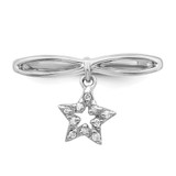 Sterling Silver Rhodium Plated Diamond Star Dangle Ring - QR-A62364C3-9435