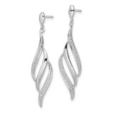 Sterling Silver Rhodium Plated Diamond Swirl Post Dangle Earrings - QE-93B3B6D5-7187