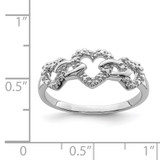 Sterling Silver Rhodium Plated Diamond Triple Heart Ring - QR-0D440FE0-9072