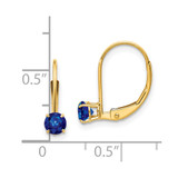 14k 4mm Round September/Sapphire Leverback Earrings