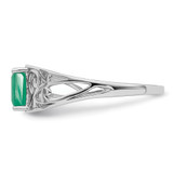 Sterling Silver Rhodium Plated Emerald Ring - QR-FCB0684D-7771