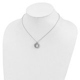 Sterling Silver Rhodium Plated Fancy CZ Necklace w/2in ext.