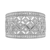 Sterling Silver Rhodium Plated Fancy Diamond Band - QR-93FCCA32-3886