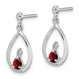 Sterling Silver Rhodium Plated Garnet and Diamond Post Earrings - QD-A8598C71-5042