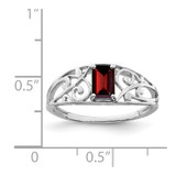 Sterling Silver Rhodium Plated Garnet Ring - QR-0E964A67-2365