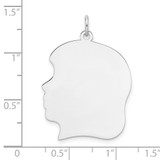 Sterling Silver Rhodium Plated Girl Polished Front and Back Disc Charm