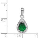 Sterling Silver Rhodium Plated Green and Clear CZ Pendant - QP-5AAC251C-3303