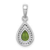 Sterling Silver Rhodium Plated Green and Clear CZ Pendant - QP-F5463151-3844