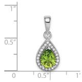 Sterling Silver Rhodium Plated Green and Clear CZ Pendant - QP-F5463151-3844