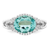 Sterling Silver Rhodium plated Green and White CZ Ring - QR-A36DDD7A-5716