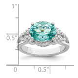 Sterling Silver Rhodium plated Green and White CZ Ring - QR-E17A2320-5247