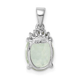 Sterling Silver Rhodium Plated Green Quartz and Diamond Pendant - QD-7A63DA72-6904
