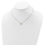 Sterling Silver Rhodium Plated Green Swarovski Crystal 16.5 inch Necklace with 2 inch extension - QG-2872E658-3783