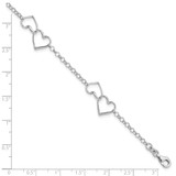 Sterling Silver Rhodium Plated Heart Bracelet - QG-3D338E51-5621