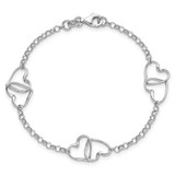 Sterling Silver Rhodium Plated Heart Bracelet - QG-45C9C119-8223