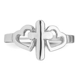 Sterling Silver Rhodium plated Hearts & Cross Ring - QR-0E080431-2447