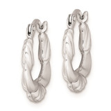 Sterling Silver Rhodium Plated Hollow Scalloped Hoop Earrings