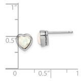 Sterling Silver Rhodium Plated Lab Created Opal Post Earrings