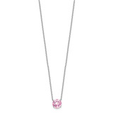 Sterling Silver Rhodium Plated Light Pink Swarovski Crystal 16.5 inch Necklace with 2 inch extension