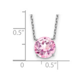 Sterling Silver Rhodium Plated Light Pink Swarovski Crystal 16.5 inch Necklace with 2 inch extension
