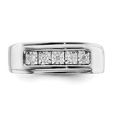 Sterling Silver Rhodium Plated Men's Polished Diam. Ring - QR-550C9CA3-8667