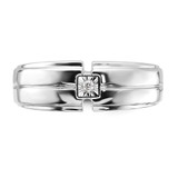 Sterling Silver Rhodium Plated Men's Polished Diam. Ring - QR-8E338AAC-7043