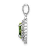 Sterling Silver Rhodium Plated Peridot and Diamond Pendant - QD-418E814C-3665