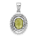 Sterling Silver Rhodium Plated Peridot and Diamond Pendant - QD-418E814C-3665
