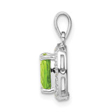 Sterling Silver Rhodium Plated Peridot and Diamond Pendant - QD-CD1A525E-3133