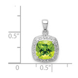 Sterling Silver Rhodium Plated Peridot and Diamond Pendant - QD-CD1A525E-3133