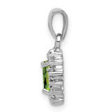 Sterling Silver Rhodium Plated Peridot and Diamond Pendant - QD-D3D785A4-7473
