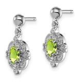 Sterling Silver Rhodium Plated Peridot and Diamond Post Earrings - QD-A42FCBAC-3948