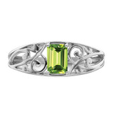 Sterling Silver Rhodium Plated Peridot Ring - QR-2F00531F-5741