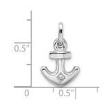 Sterling Silver Rhodium Plated Polished Anchor Charm - QC-8F806542-3530