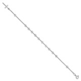 Sterling Silver Rhodium Plated Polished Beaded Cross Bracelet - QG-CBDDE756-9221