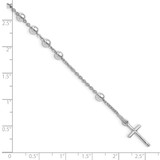 Sterling Silver Rhodium Plated Polished Beaded Cross Bracelet - QG-CBDDE756-9221