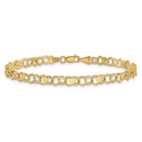 14k 4mm Solid Double Link with Hearts 7 inch Charm Bracelet