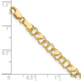 14k 4mm Solid Double Link with Hearts 7 inch Charm Bracelet