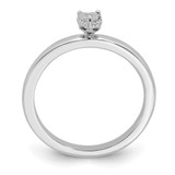 Sterling Silver Rhodium Plated Polished Diamond Heart Shape Ring - QR-F587C4E0-6098