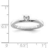 Sterling Silver Rhodium Plated Polished Diamond Heart Shape Ring - QR-F587C4E0-6098