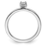 Sterling Silver Rhodium Plated Polished Diamond Square Shape Ring - QR-E223DD76-8714