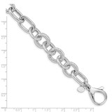 Sterling Silver Rhodium Plated Polished Textured Fancy Link Bracelet - QG-94F8F472-3249